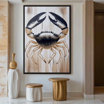 Crab Coastal Art Framed Canvas - PaintFu