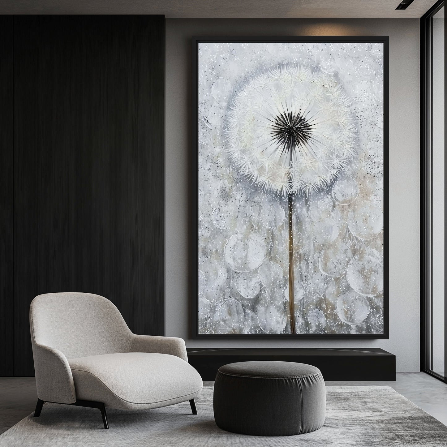 Dandelion Floral Art Framed Canvas