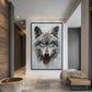 Blue Eyed Wolf Modern Art Framed Canvas
