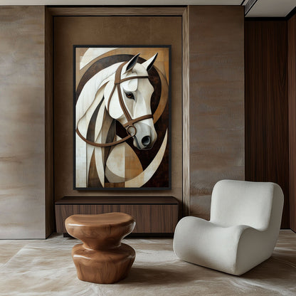 Horse Geometric Art Framed Canvas