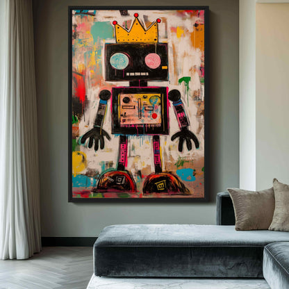 Robot Graffiti Art Framed Canvas - PaintFu