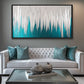 Teal and Silver Abstract Art Framed Canvas