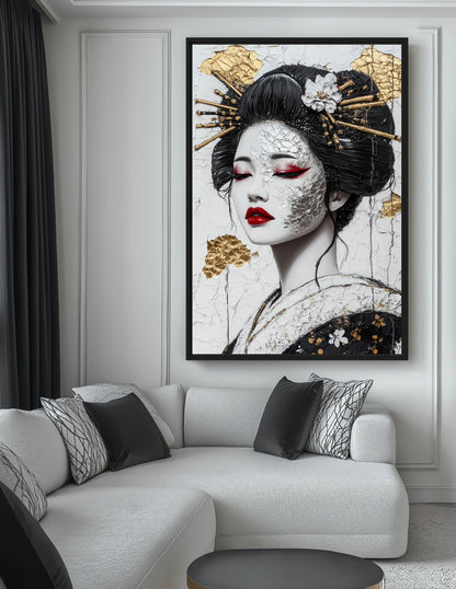 Geisha Modern Art Canvas Print Detail | PaintFu