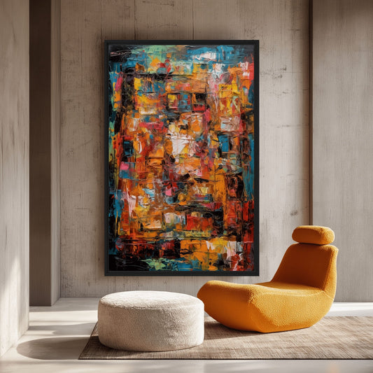 Colorful Impasto Modern Art Framed Canvas