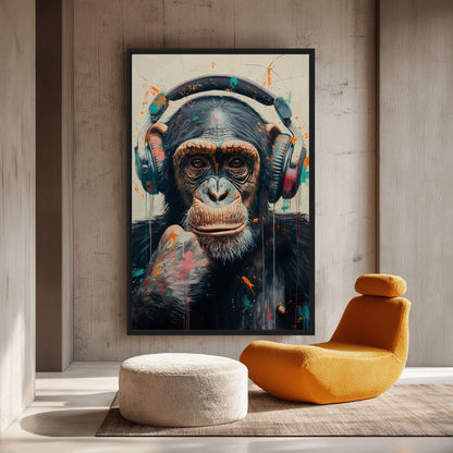 DJ Monkey Trendy Art Digital Print