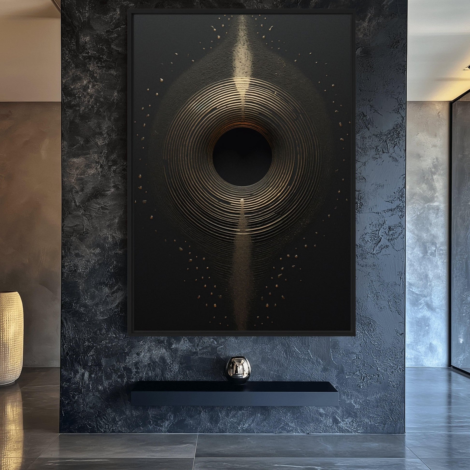 Eclipse Black Gold 3D Art Famed Canvas