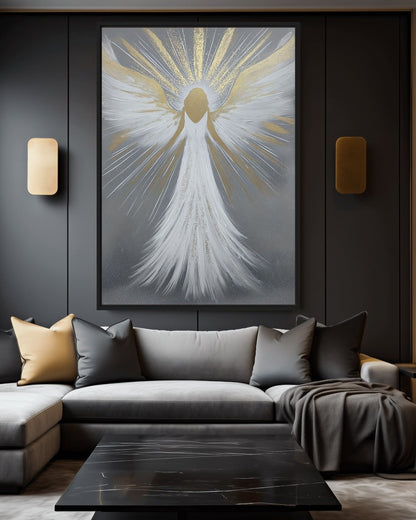 Guardian Angel Spiritual Art Framed Canvas - PaintFu
