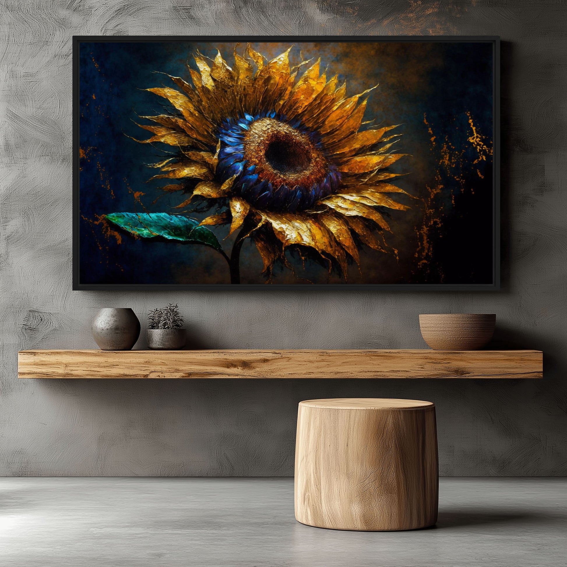 Sunflower Floral Art Framed Canvas - PaintFu