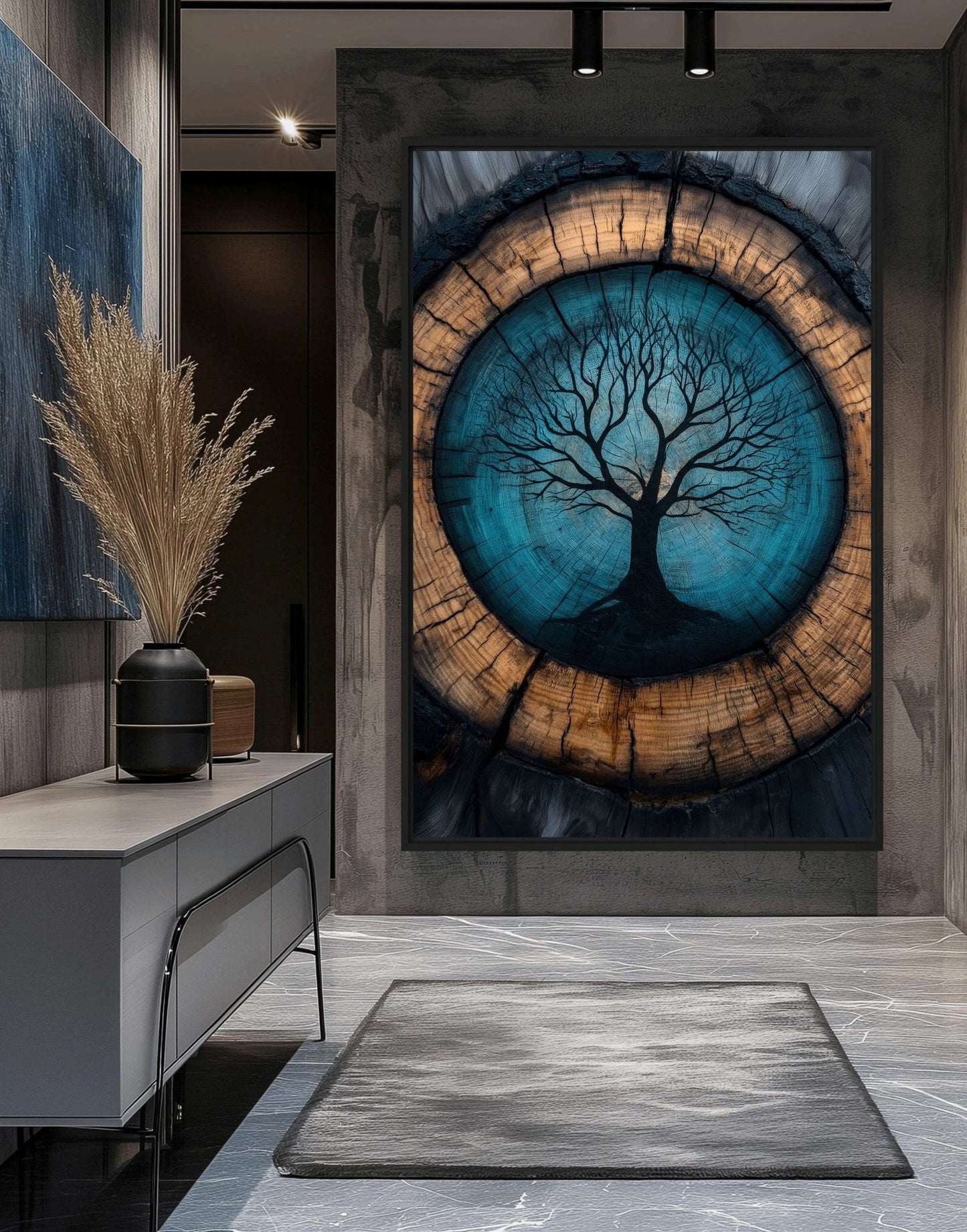 Tree Ring Art Framed Canvas