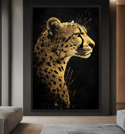 Cheetah Portrait Luxury Art Framed Canvas