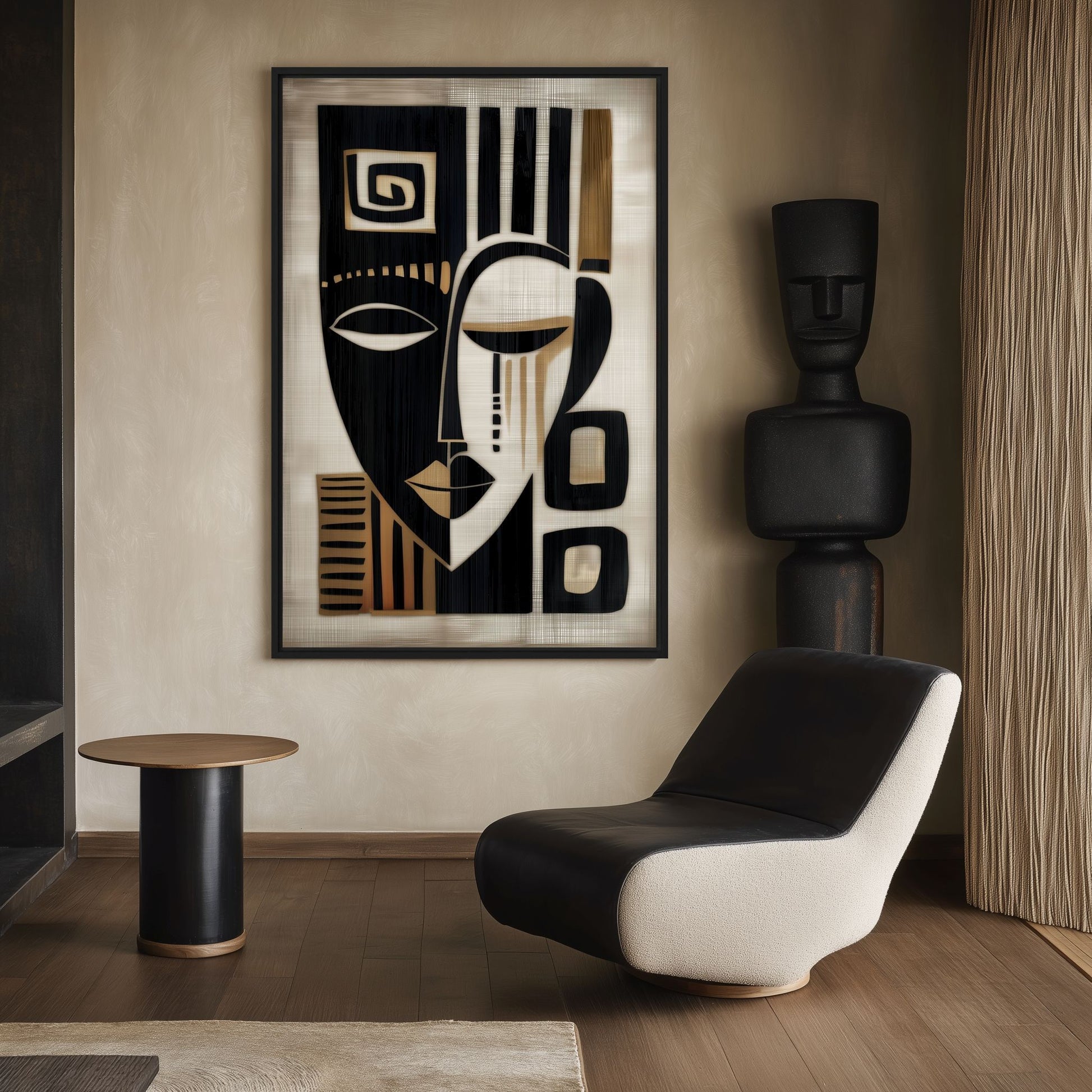 African Mask Modern Art Framed Canvas - PaintFu