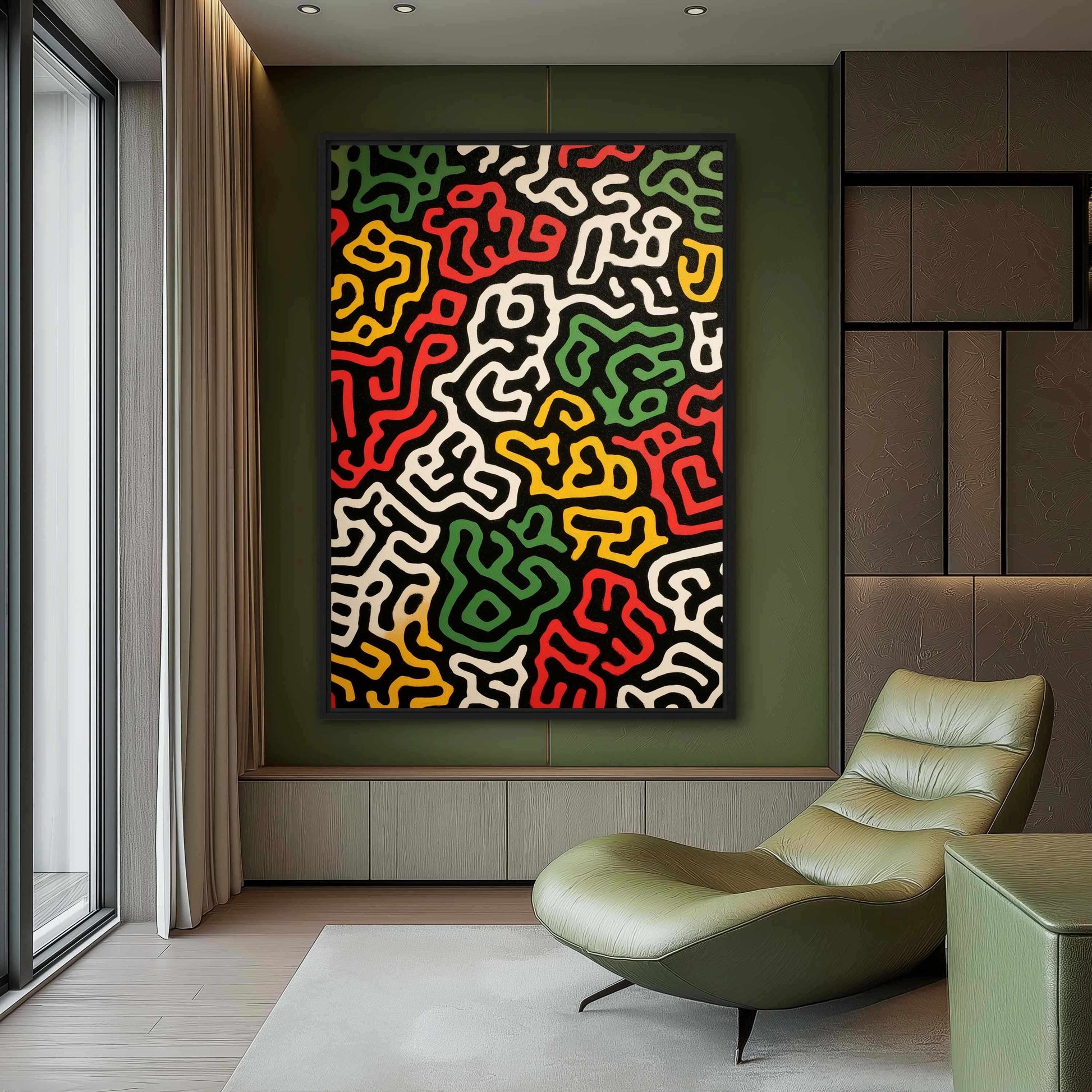 Colorful Line Art Framed canvas - PaintFu