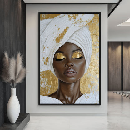 African Woman Impasto Art Framed Canvas