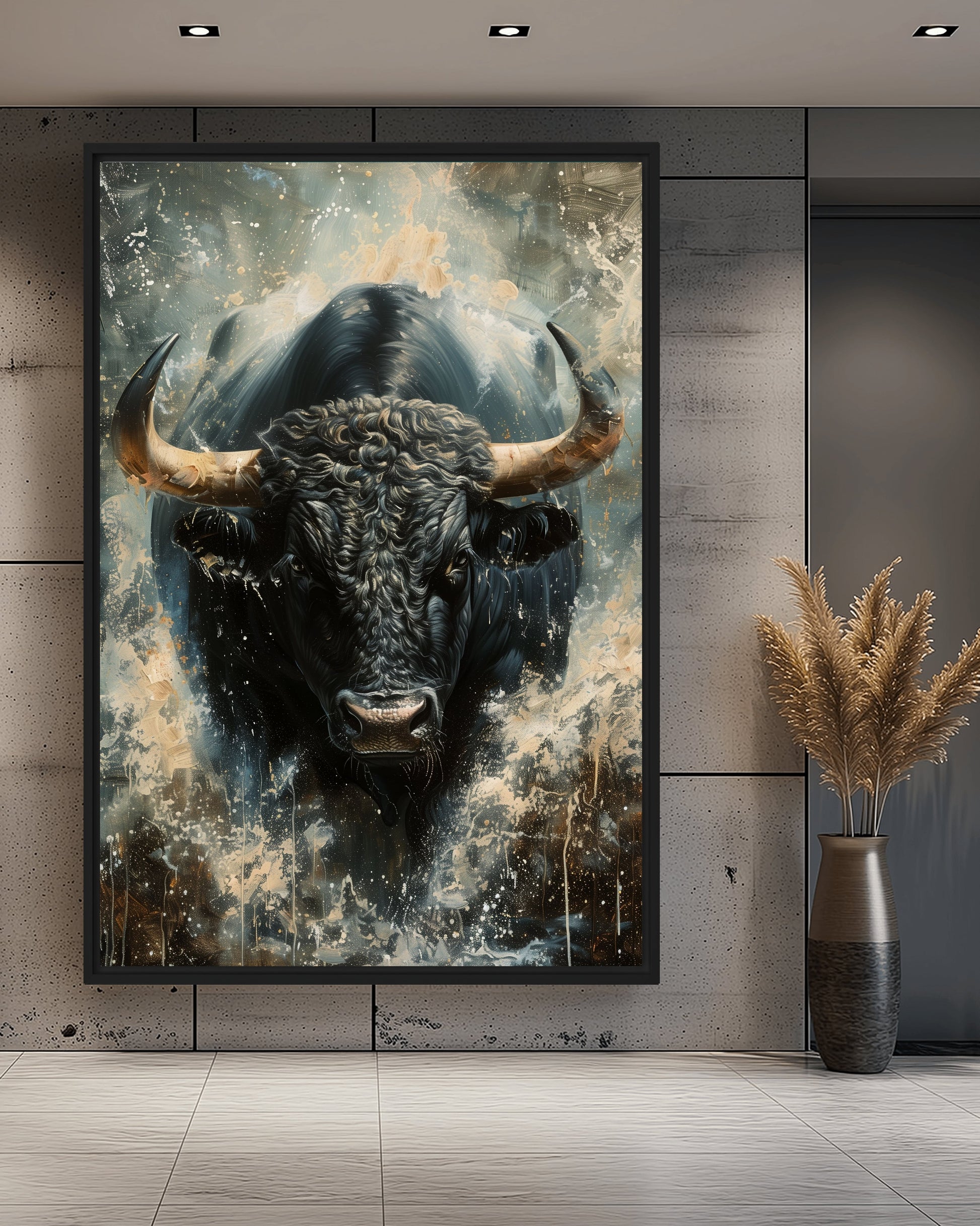 Raging Bull Modern Art Framed Canvas - PaintFu