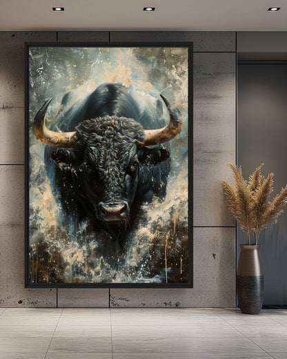 Raging Bull Modern Art Framed Canvas
