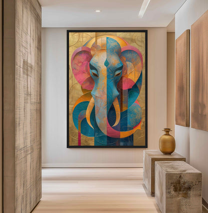 Hindu God Ganesh Abstract Art Canvas Print Detail | PaintFu