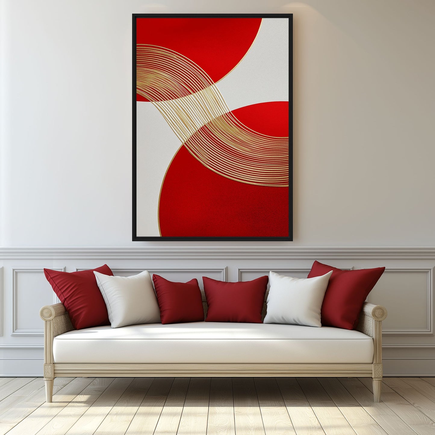 Red and Gold Luxury Art Framed canvas - PaintFu