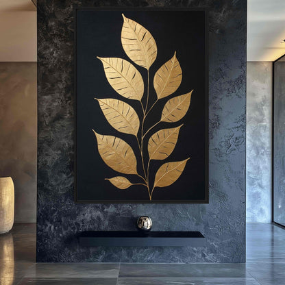 Gold Leaf Luxury Art Framed Canvas - PaintFu