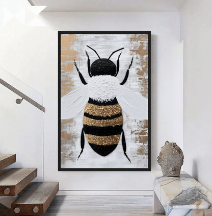 Bee Modern Art Framed Canvas