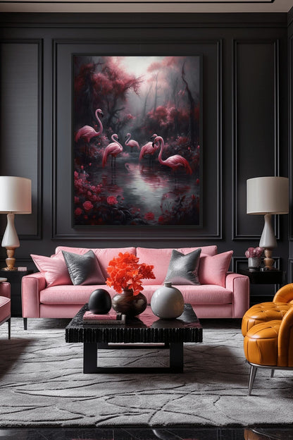Flamingo Paradise Framed Canvas