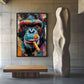 Monkey With Cigar Graffiti Art Framed Canvas