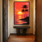 Palm Tree Sunset Coastal Art Framed canvas - PaintFu