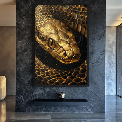 Golden Snake Luxury Art Framed Canvas