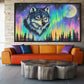 Northern Lights Wolf Wildlife Art Framed Canvas