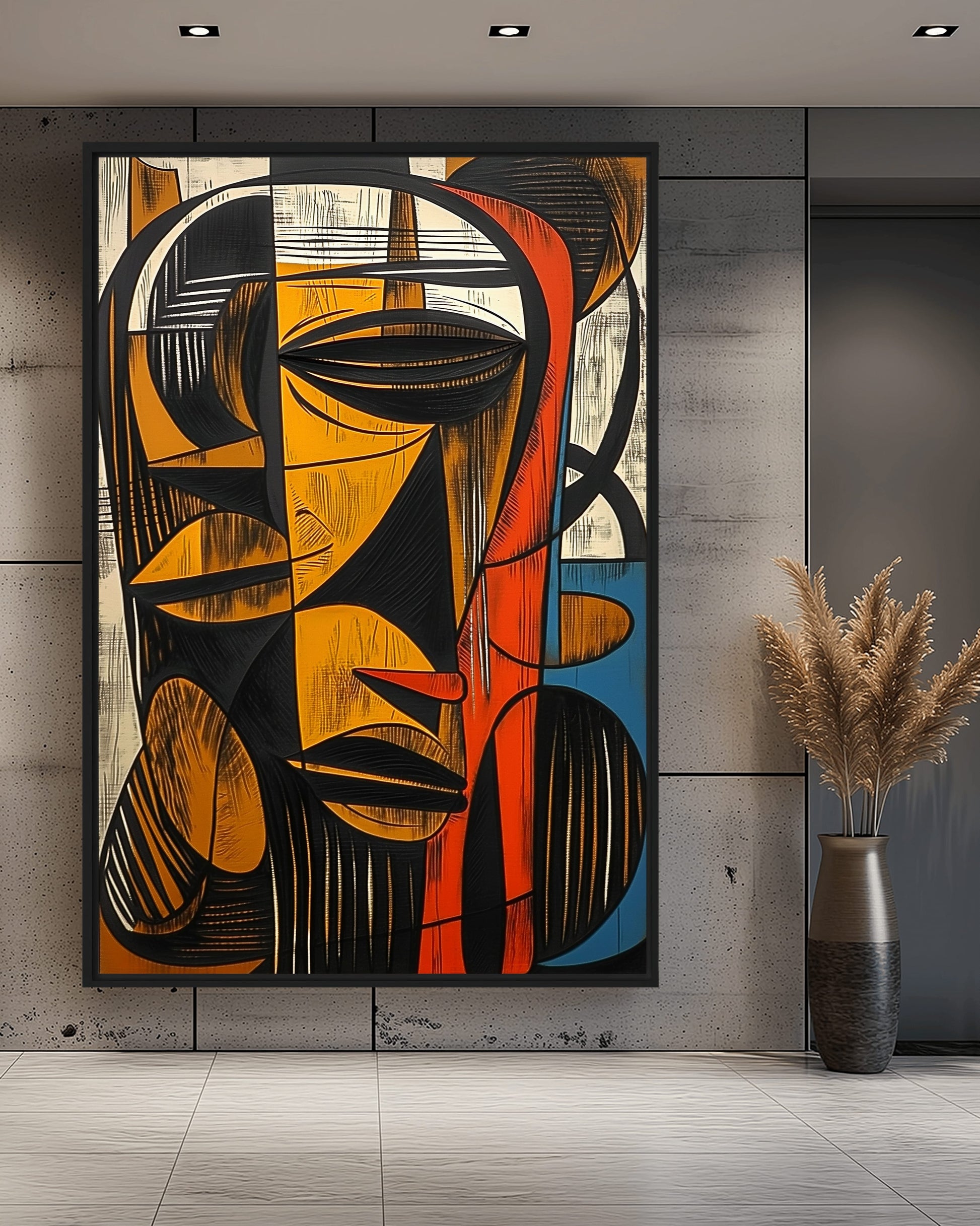 African Abstract Woodcut Art Framed Poster - PaintFu