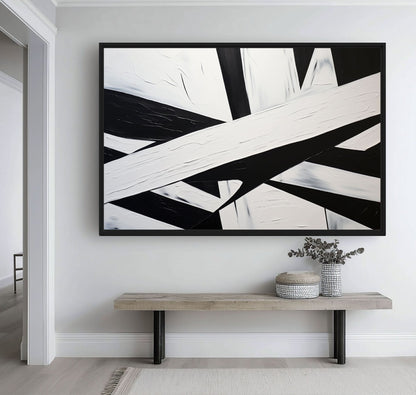 Black White Geometrical Art Framed Canvas