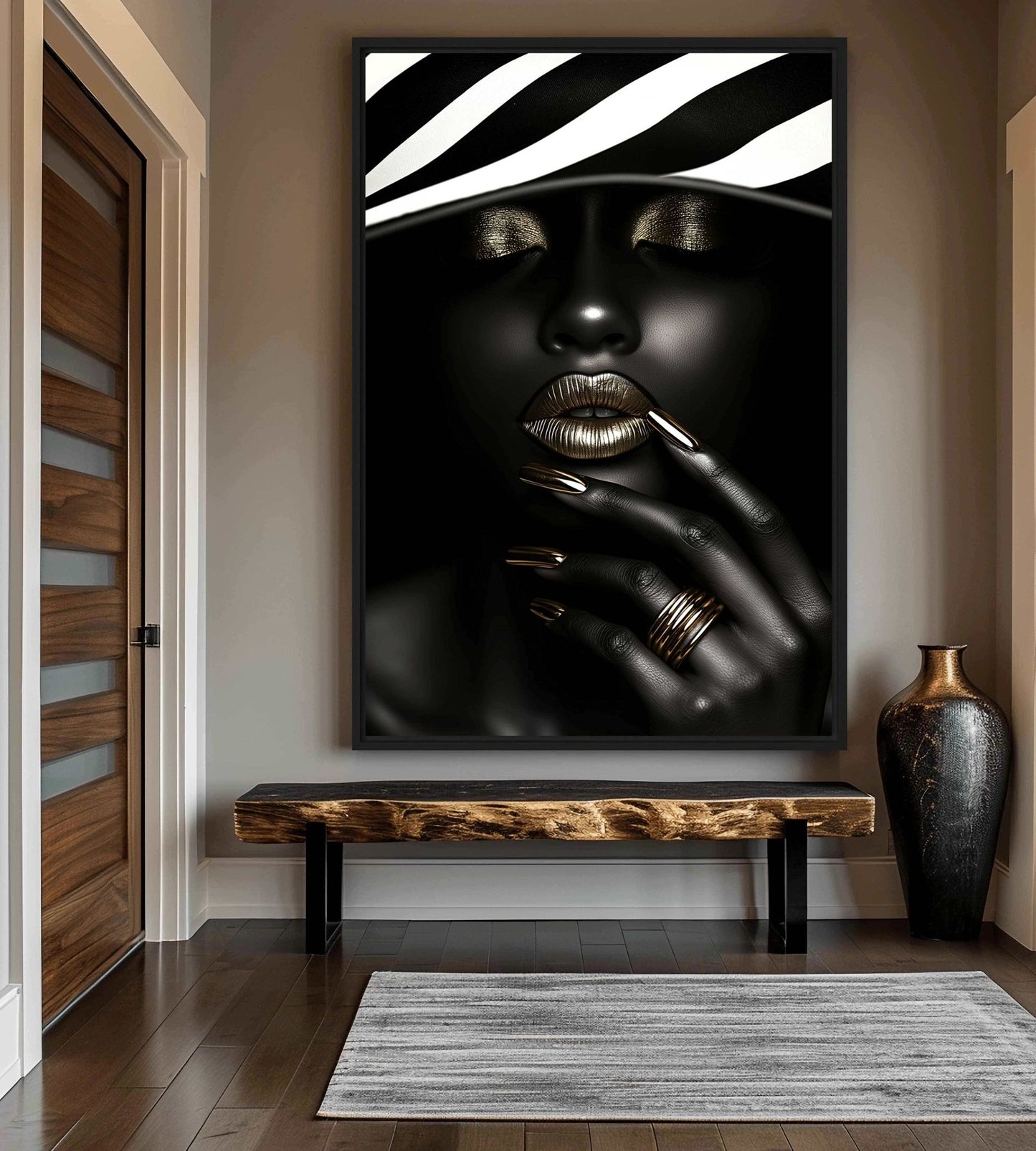 African Woman Fashion Art Framed Canvas