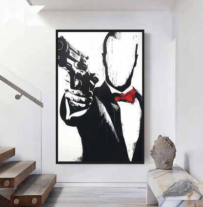 Faceless Spy Pop Art Framed Canvas - PaintFu