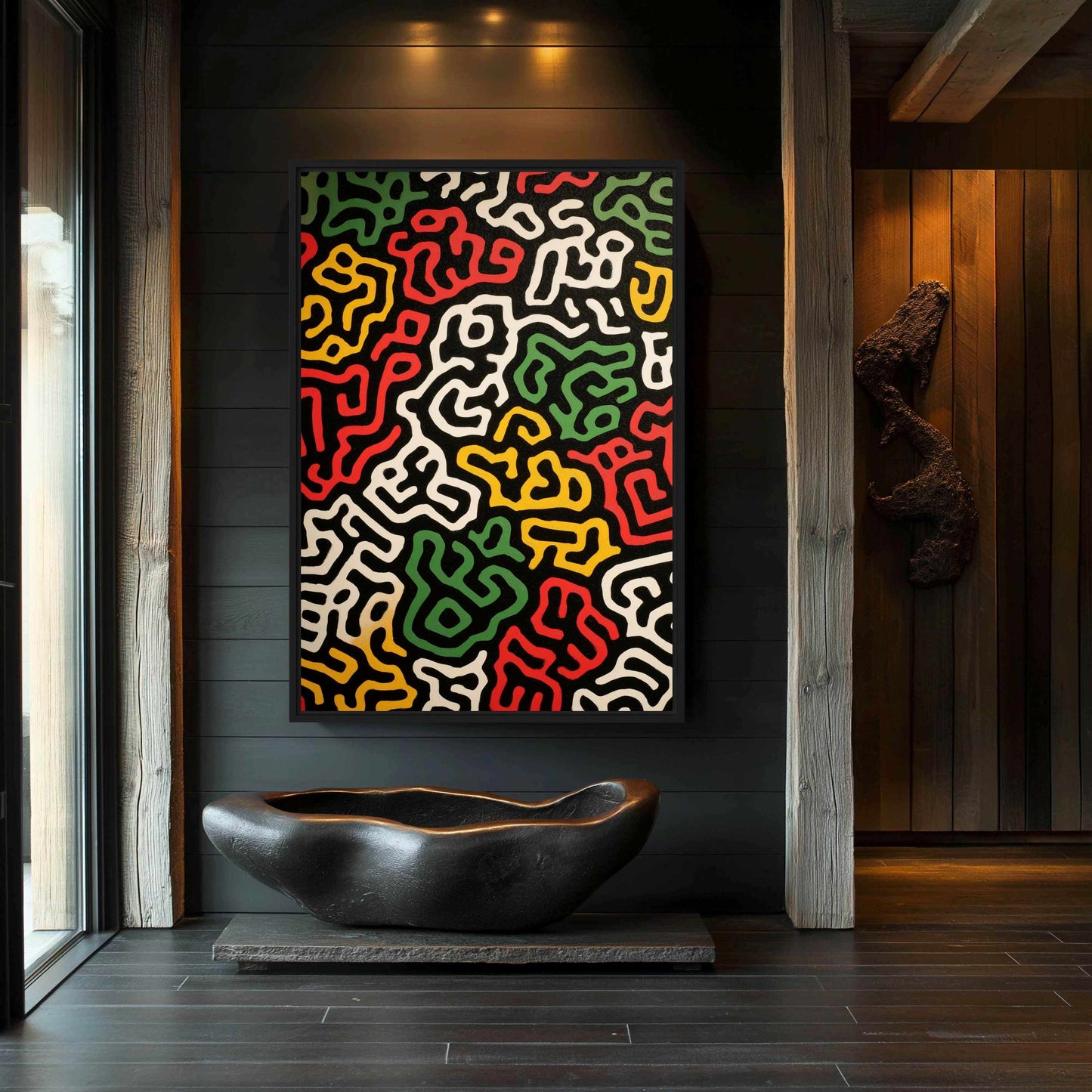 Colorful Line Art Framed canvas - PaintFu