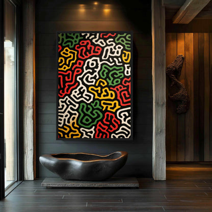 Colorful Line Art Framed canvas - PaintFu