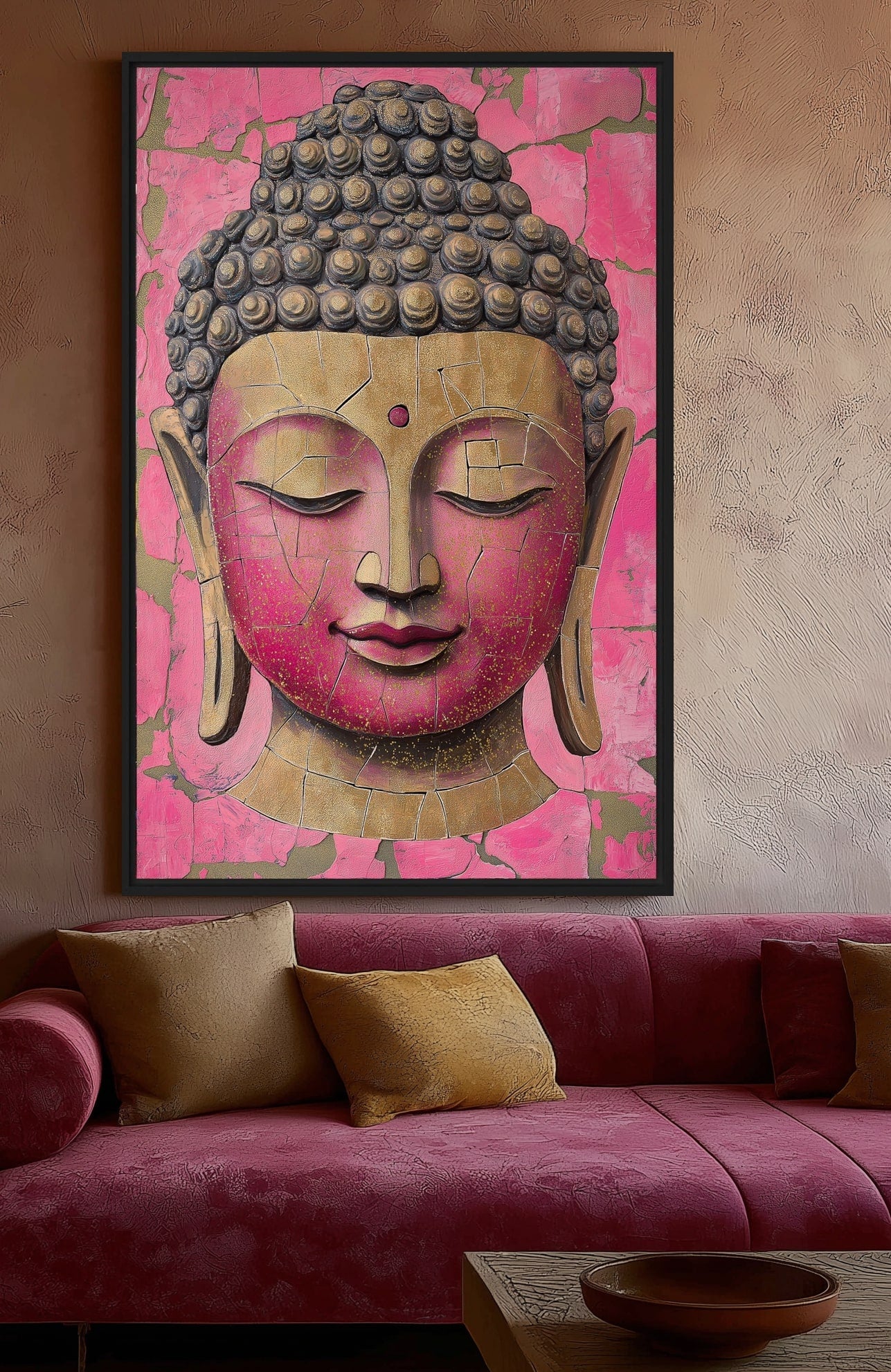 Pink & Gold Buddha Portrait Digital Print