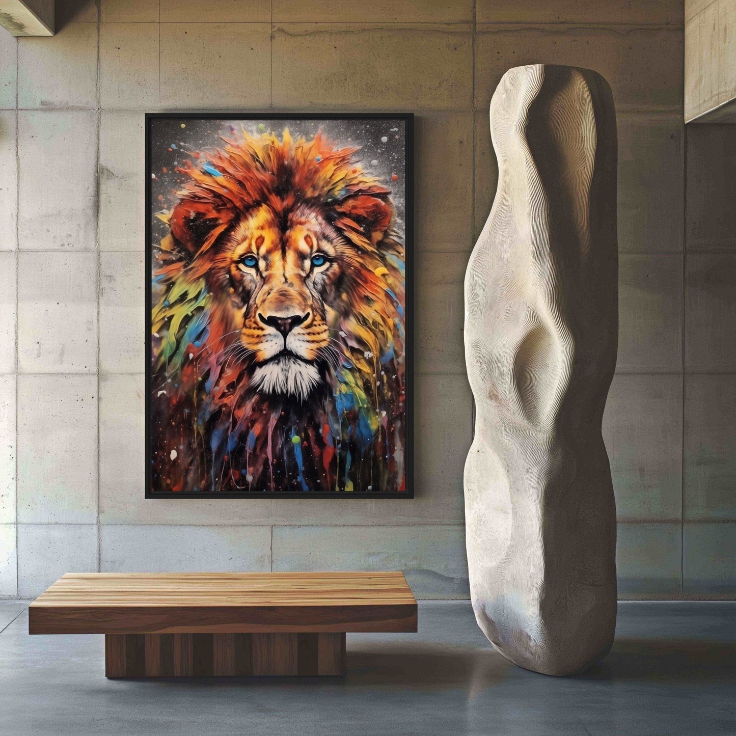 Colorful Lion Pop Art Framed Canvas
