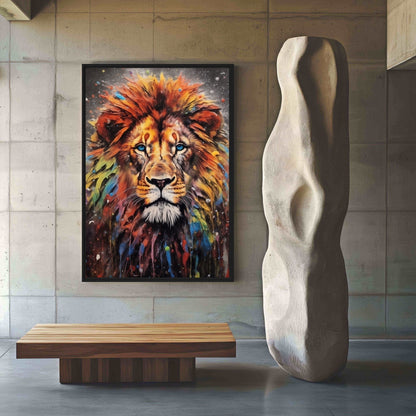 Colorful Lion Pop Art Framed Canvas - PaintFu