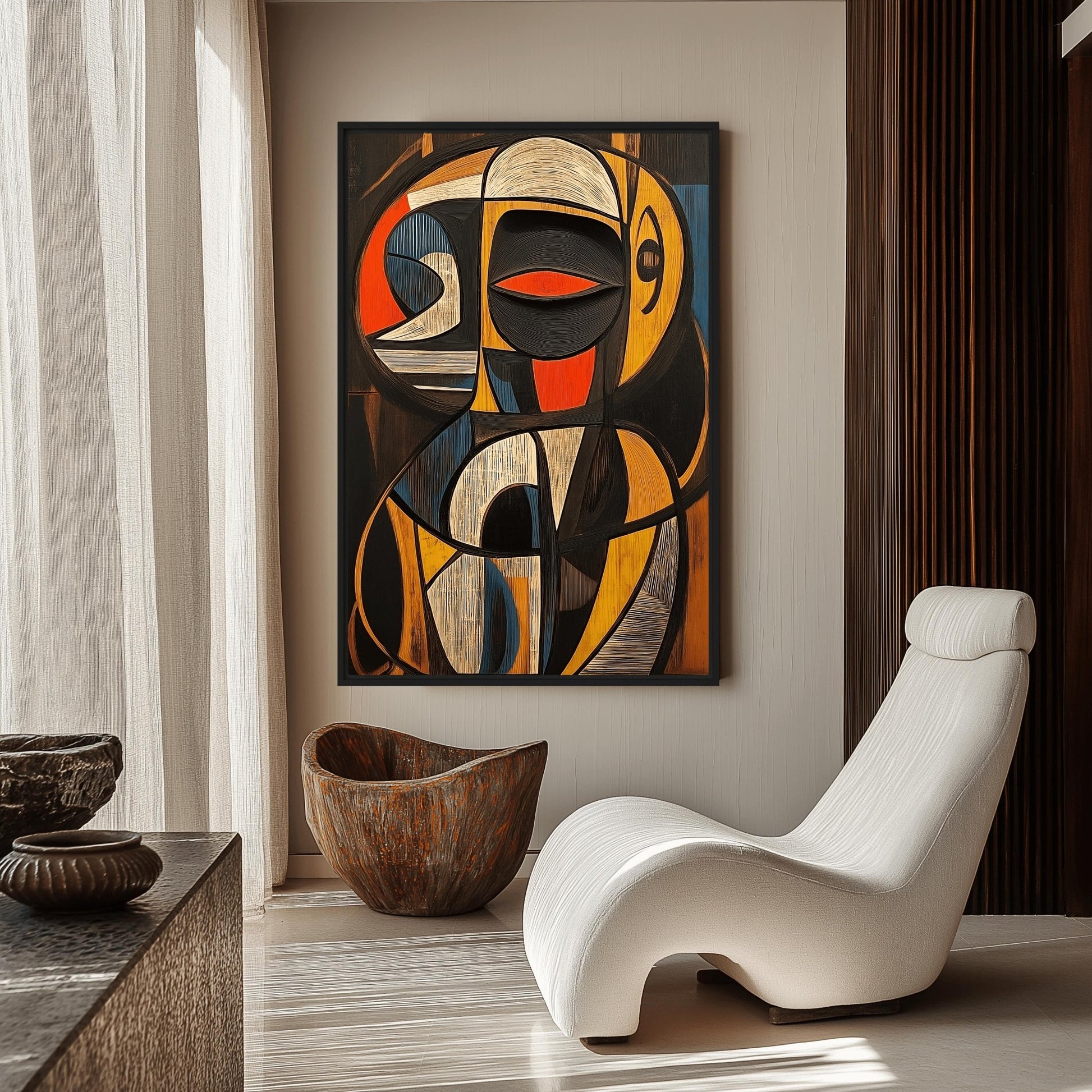 African Abstract Art Framed Canvas