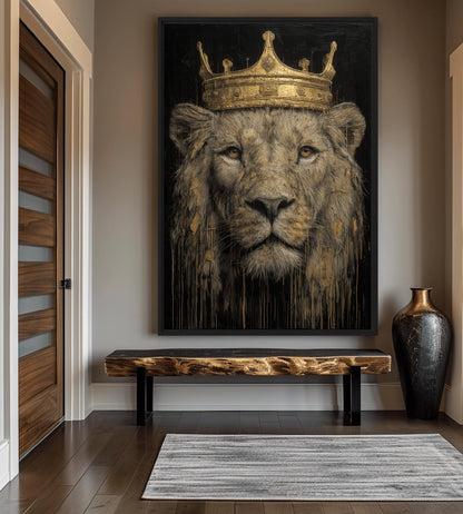 Crowned Lion Trendy Art Canvas Print Detail | PaintFu