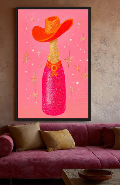 Glam Champagne Bottle Framed Canvas - PaintFu
