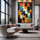 Cats Colorful Collage Famed Canvas