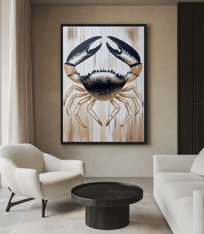 Crab Coastal Art Framed Canvas - PaintFu