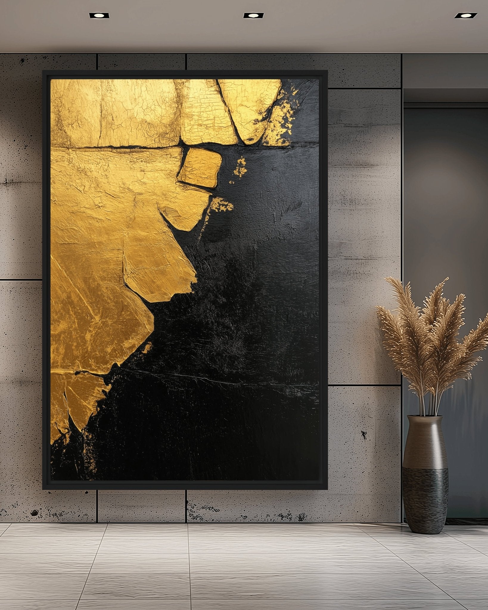 Black & Gold Modern Art Framed Canvas