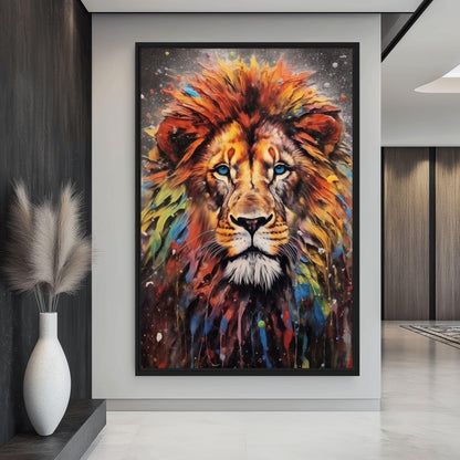 Colorful Lion Pop Art Framed Canvas - PaintFu