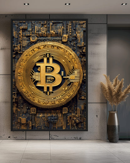 Bitcoin Crypto Art Framed Canvas