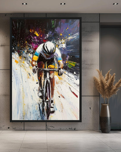 Cycling Modern Art Framed Canvas