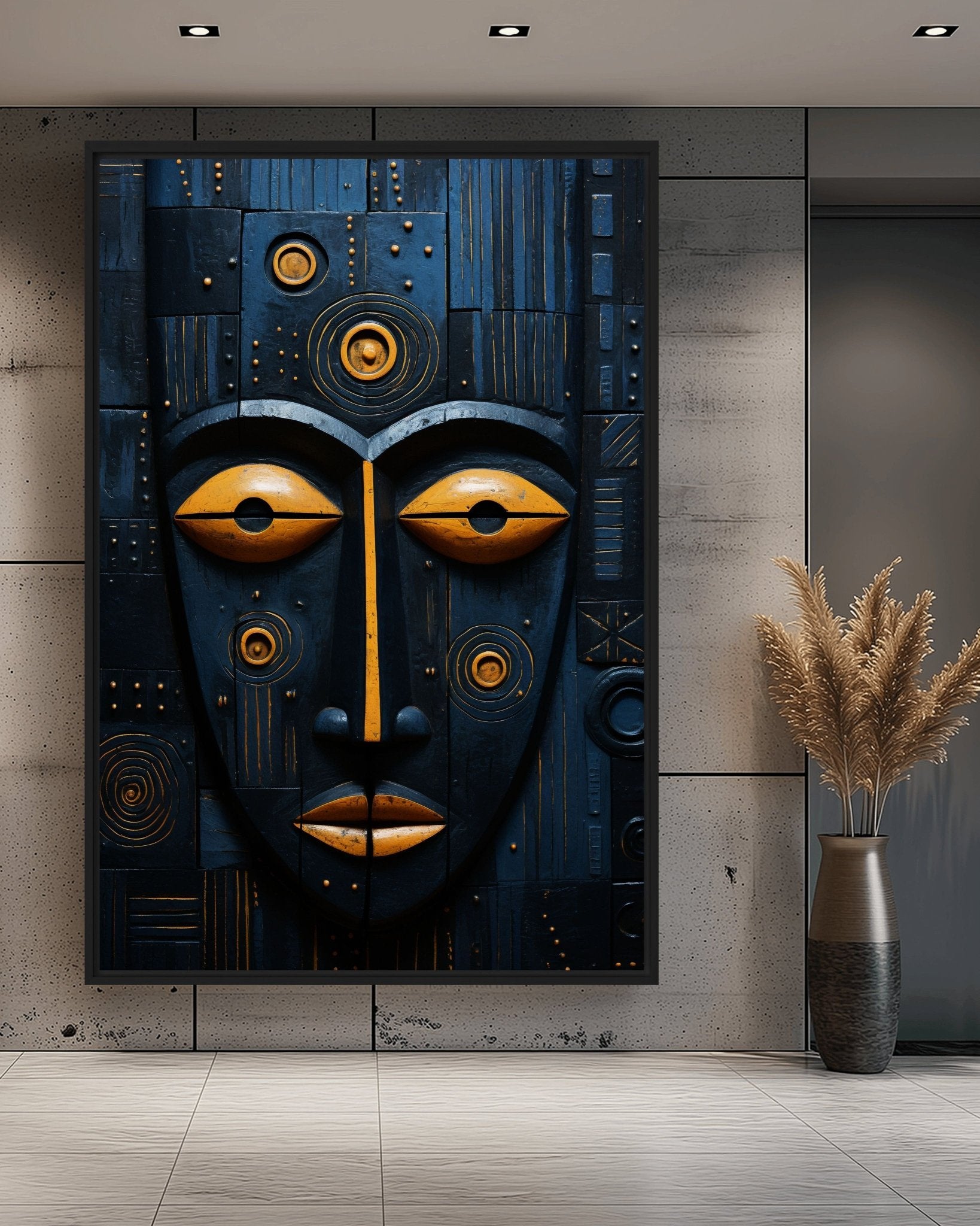 Tribal Mask African Art Framed Canvas