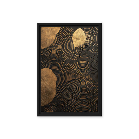 Spiral Black and Gold Modern Art Framed Canvas