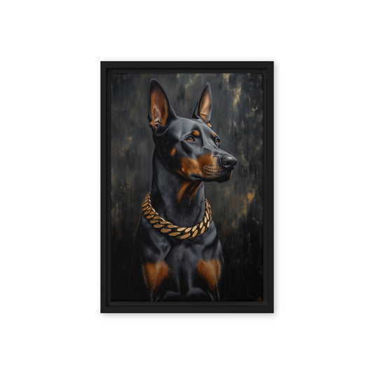 Doberman With Golden Chain Art Digital Print