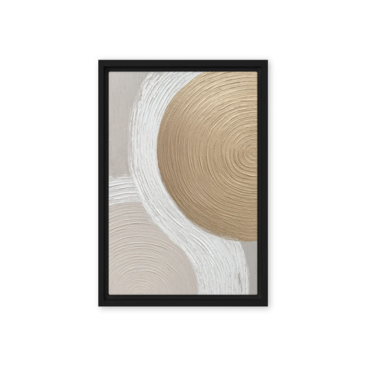 Beige and Gold Modern Art Framed Canvas
